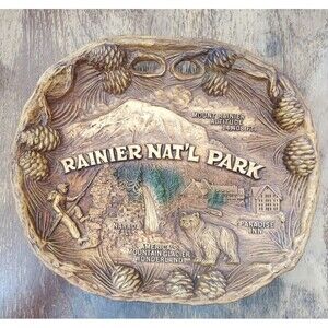 Vintage Rainier Nat'l (National) Park Faux Wood 3-D TRAY  by TACO